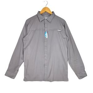 COLUMBIA MEN'S OMNI‑SHADE UPF 40 SUN PROTECTION SHIRT – LIGHT GRAY – SIZE SMALL